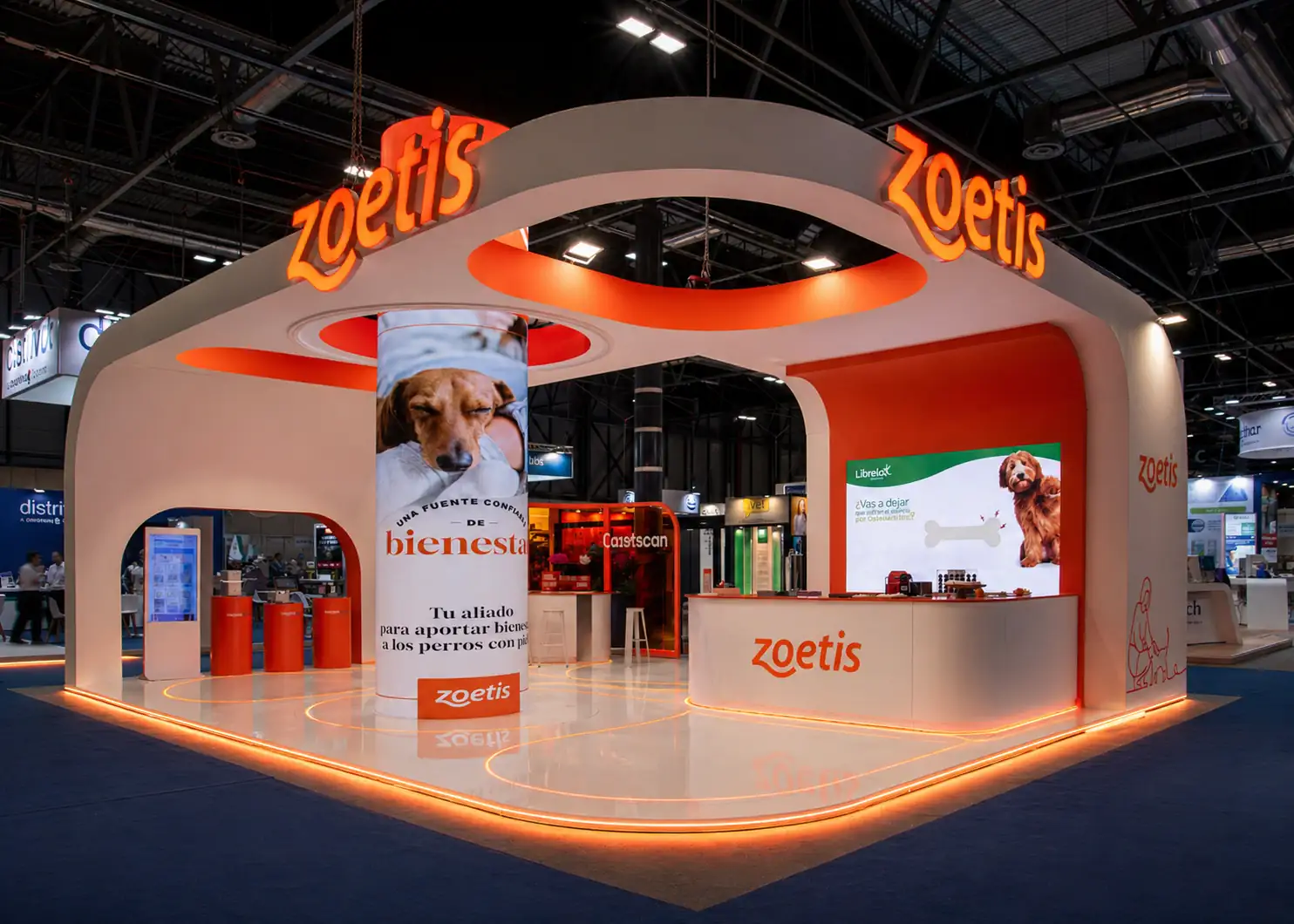 Diseño de stand de feria en Madrid para Zoetis en Iberzoo+propet 2026