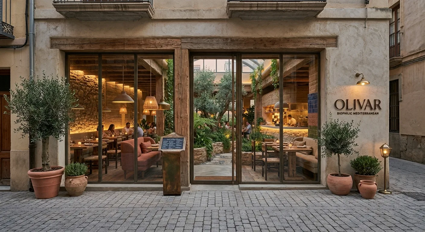 Fachada restaurante mediterráneo tendencia en diseño de interiores